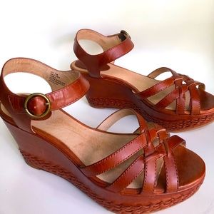Frye Carlie 2 Piece Leather Platform Wedge Sz 9.5